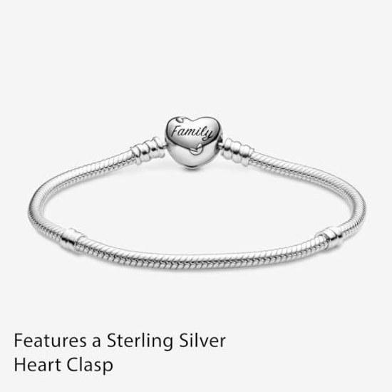 PANDORA Moments Drzewo Rodzinne Serce Zapięcie Bransoletka z Łańcuszka Żmijka Przezroczyste Cyrkonie Srebro Próby 925 Charms