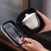 Suet jade white porcelain outdoor portable travel tea set Kuaike cup one pot three cups gold-painted gifts wholesale cover bowl