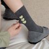 Socks Women'S Medium Tube Socks Flocked Love Women'S Socks Pure Cotton Breathable Socks