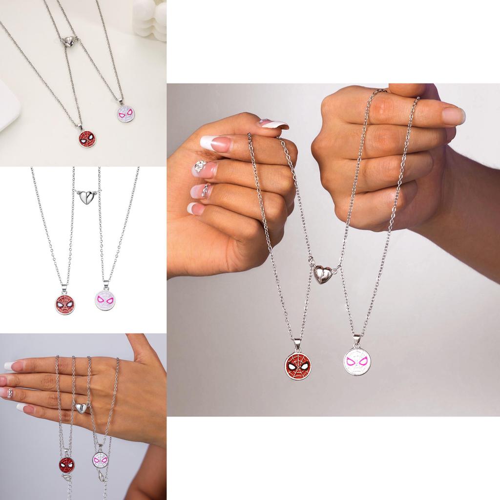 Spiderman Couple Magnetic Necklace With Geometric Pendant For Women
