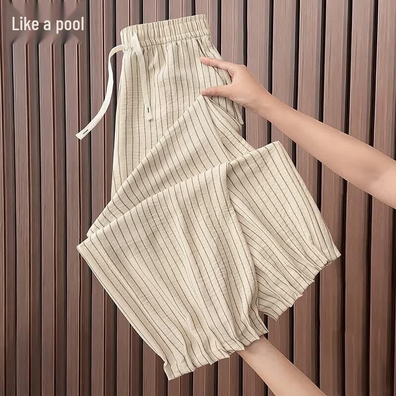 Women s Striped Drawstring Elastic Waist Harem Pants XL