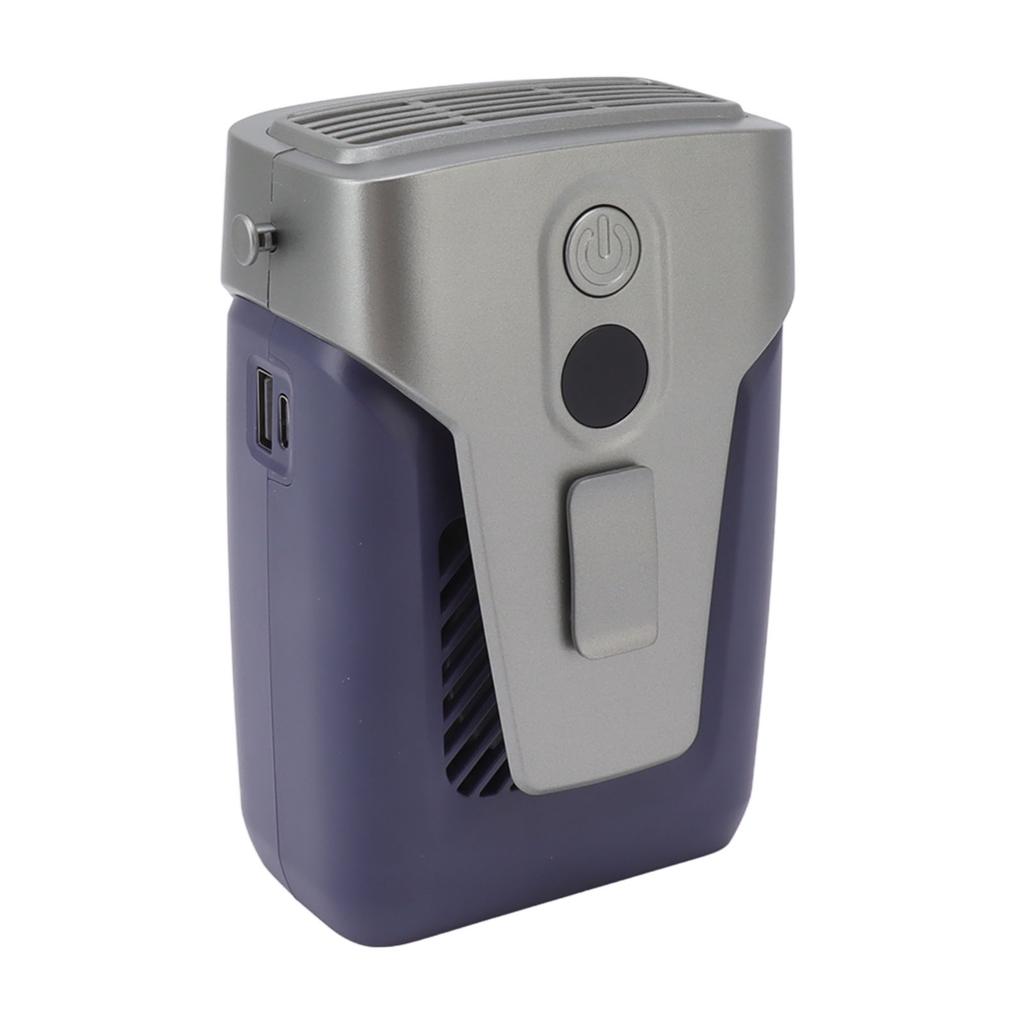 Waist Fan Power Adjustable Bladeless Hands Free Portable Mini Hanging Fan for Hiking Fishing Blue