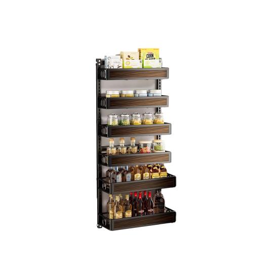 2 In 1 Over The Door Pantry Organizer, Wall Mounted Spice Rack, 6/8 Layer Design Spice Cabinet, Pantry Door Seasoning Shelves with Adjustable Basket