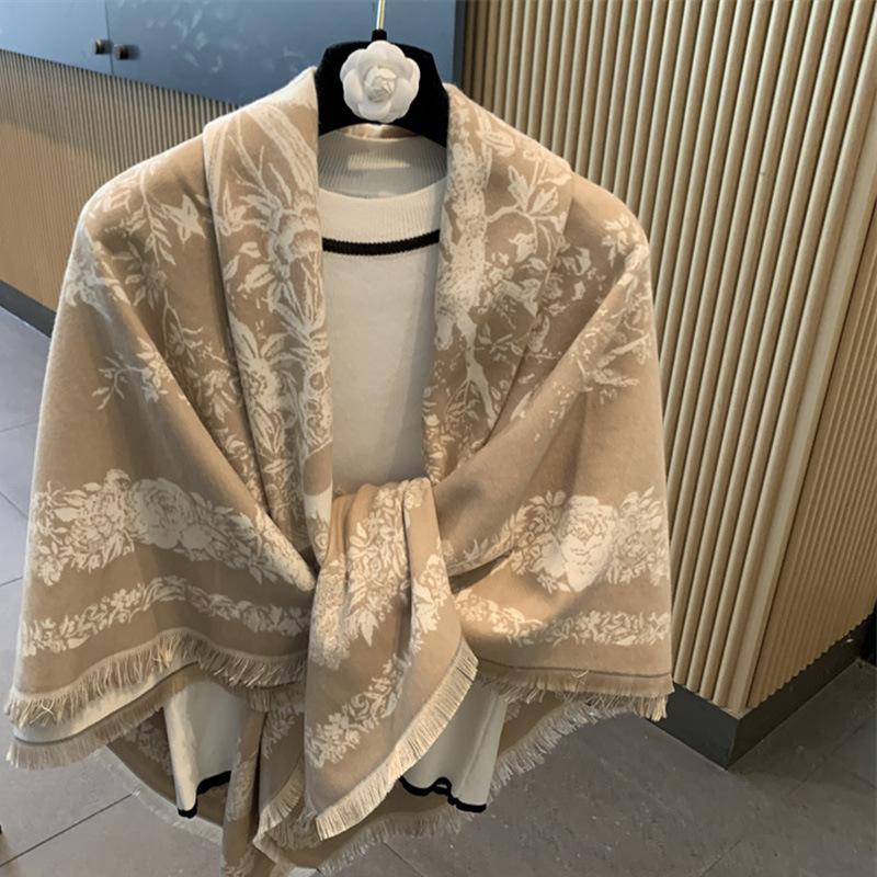 Imitation Cashmere Scarf Female Korean Version Contrasting Colors Autumn and Winter Warm Couple Scarf British Fashion Long Shawl