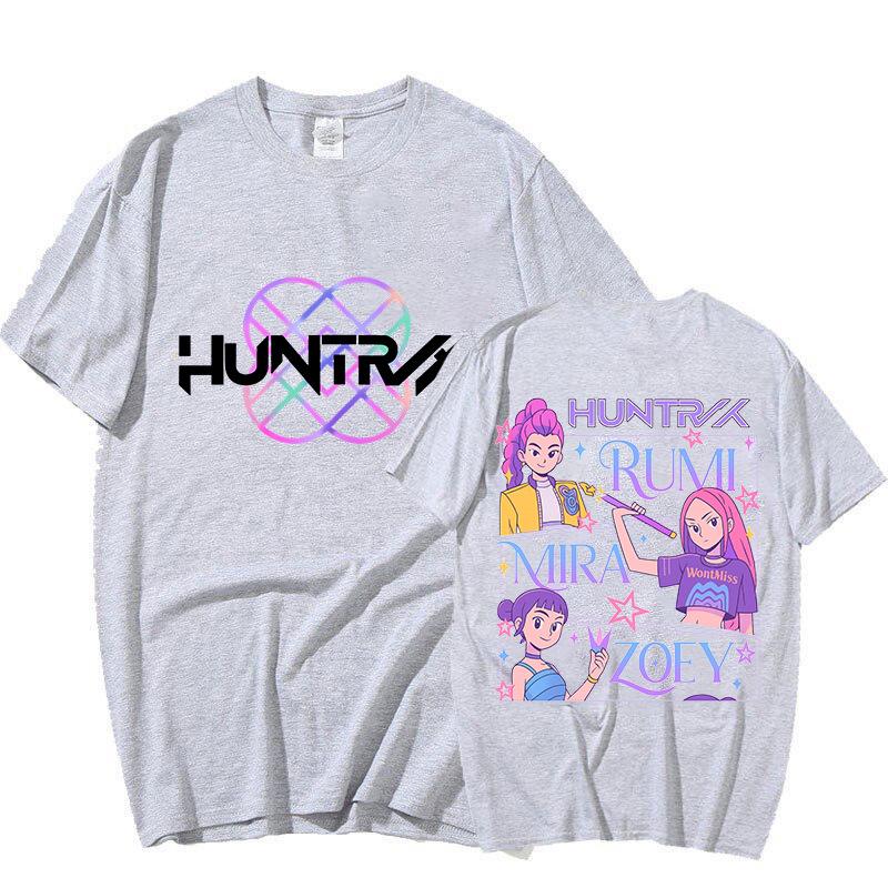 Kpop Demon Hunter Girl Double-Sided Print Round Neck T-Shirt - Unisex Summer Loose Fit