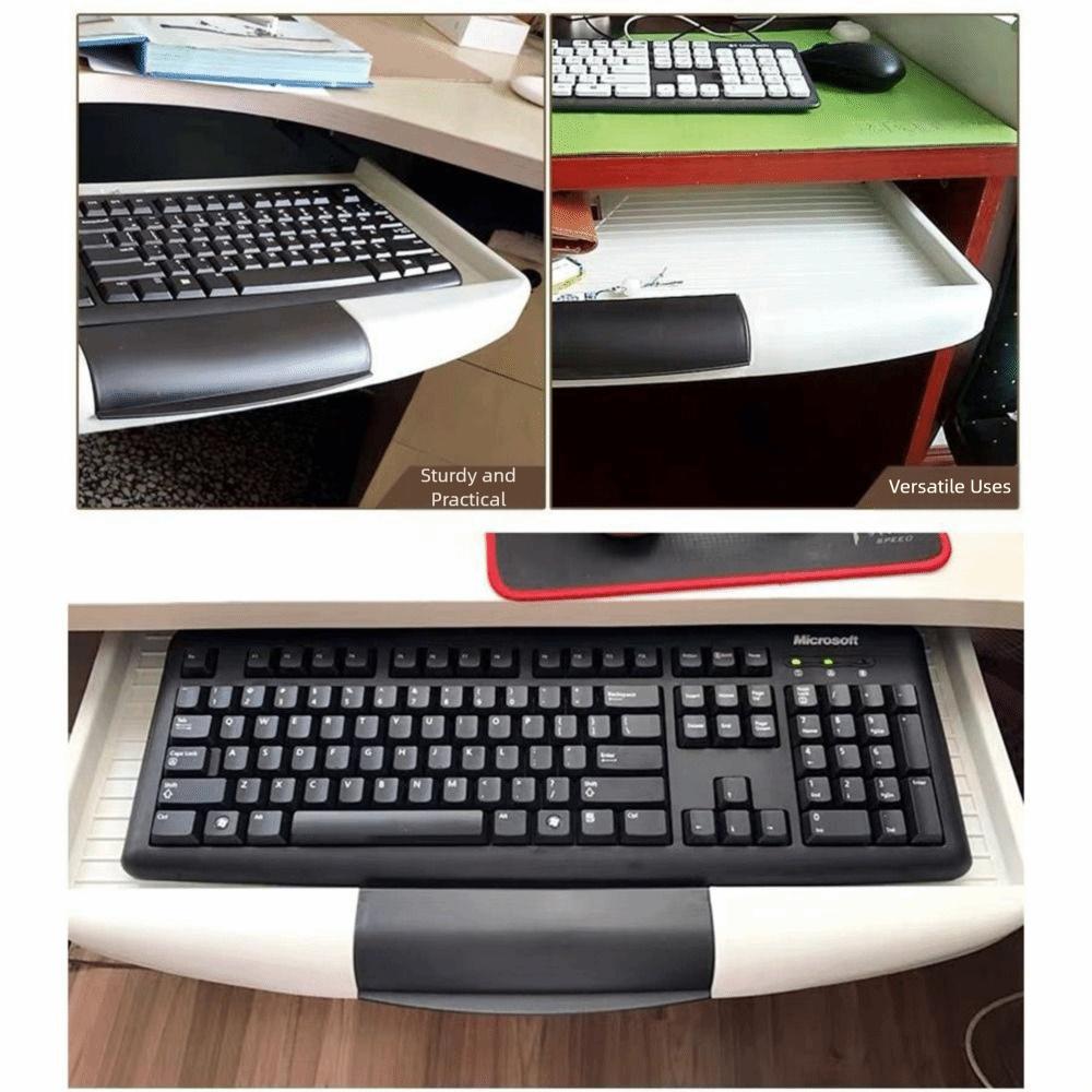 Heavy Duty Slide Rail Keyboard Storage Drawer Adjustable Retractable Keyboard Rack  Office