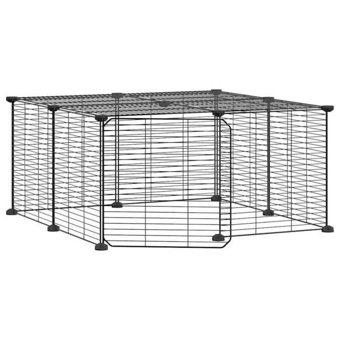 3114054 vidaXL Cage animaux de compagnie à 12 panneaux et porte Noir 35x35 cm