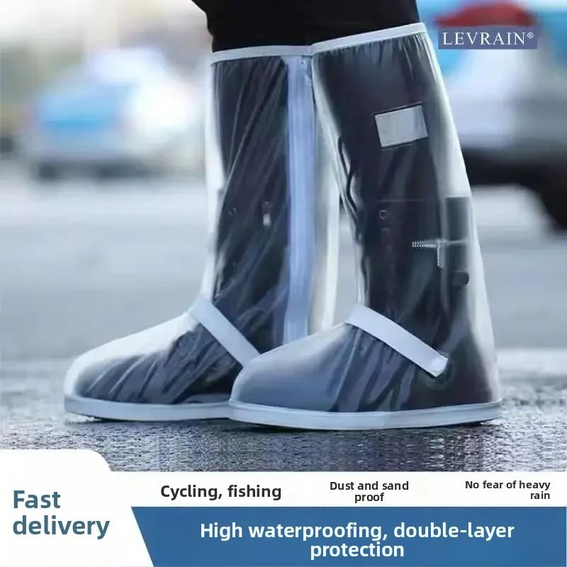 Men'S Women'S Outdoor Wear-Resistant Rainproof Shoes Rain Resistant Anti Slip Thickened Sand Proof High Tube Cycling Boots