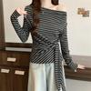 Korean Style One-Shoulder Long-Sleeve Knit Top for Autumn