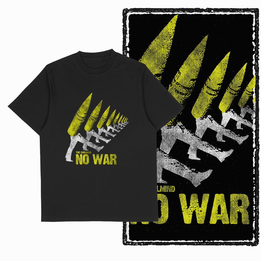 Coolmind X0006 Vintage Cotton Big Size Anti-war Print Exclusive Graphic Men T Shirt Loose Men Tshirt Casual T-shirt for Men Tees