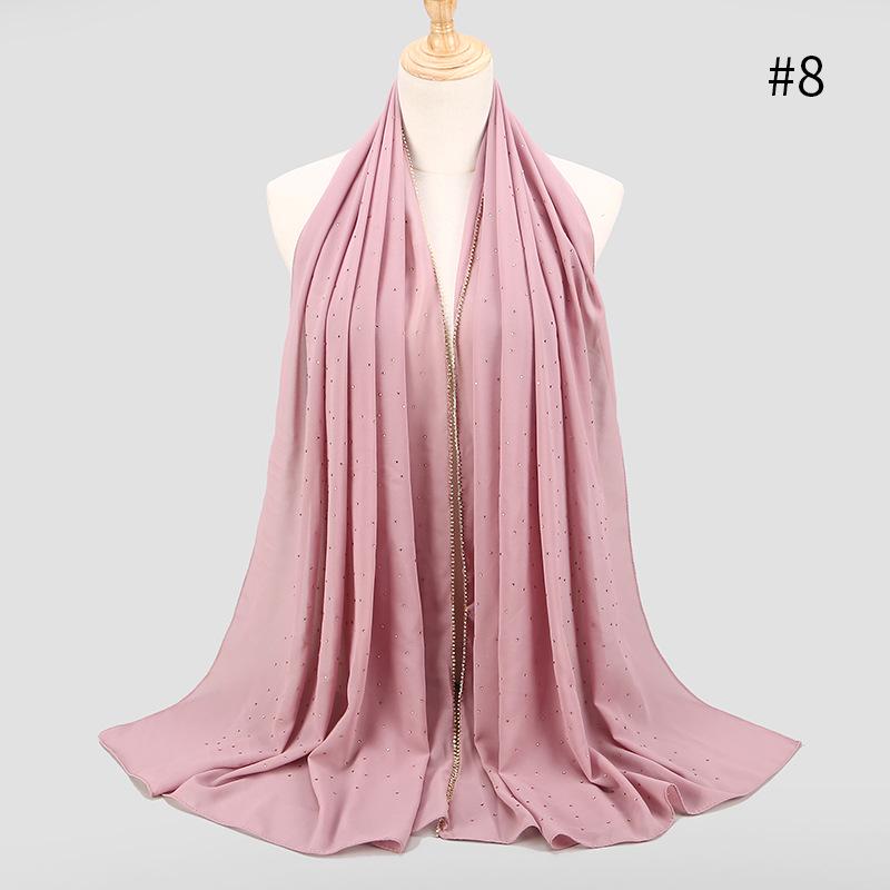 Lain Pearl Bubble Chiffon Diamond Rhinestone Shawl Scarf High Quality Shimmer Beads Headband Wrap Foulard Muslim Hijab Sjaal
