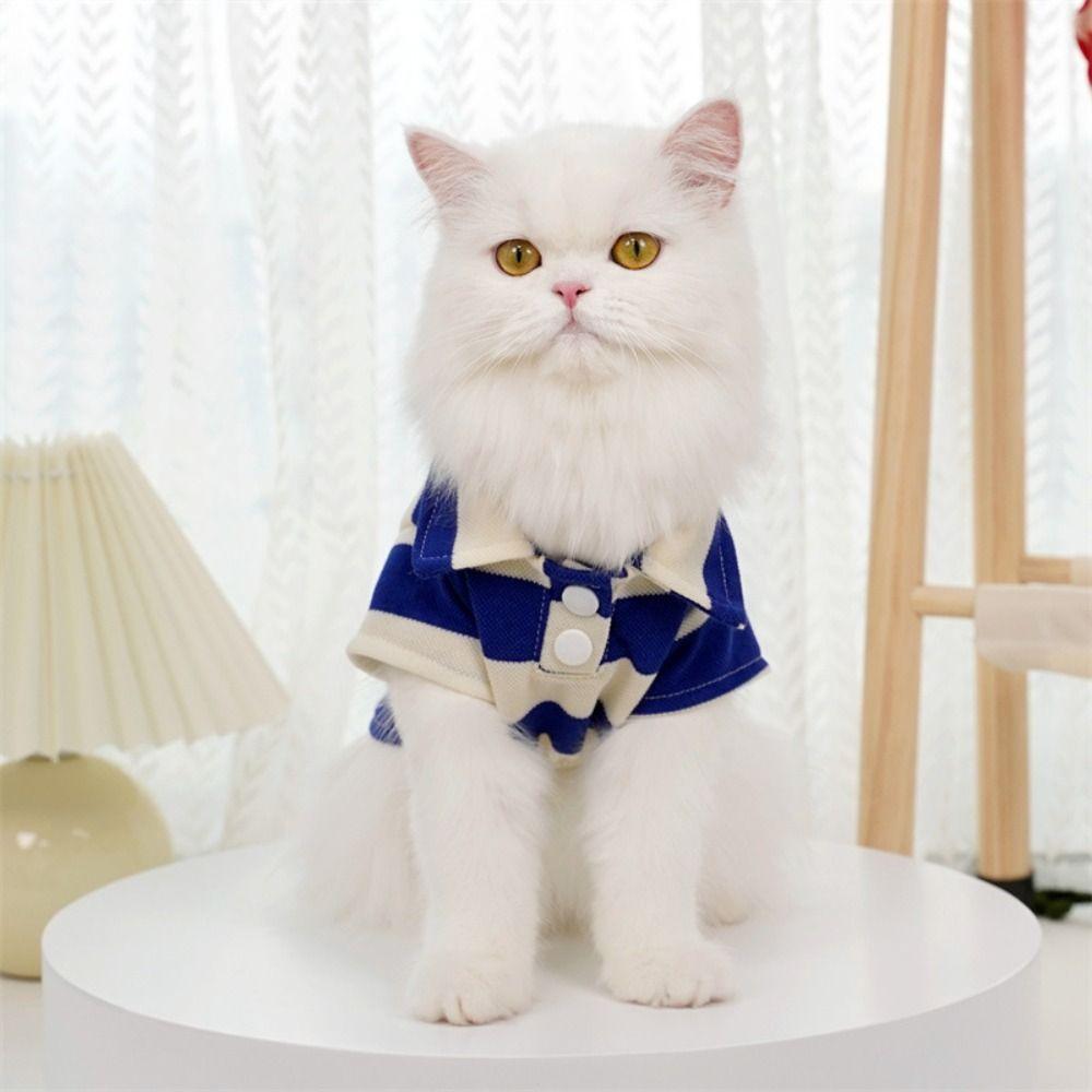 French Bull Casual Dog Stripe Sweatshirt Two-Footed Undershirt Cat T-shirt Cotton Fabric Vest Pet Clothing Summer