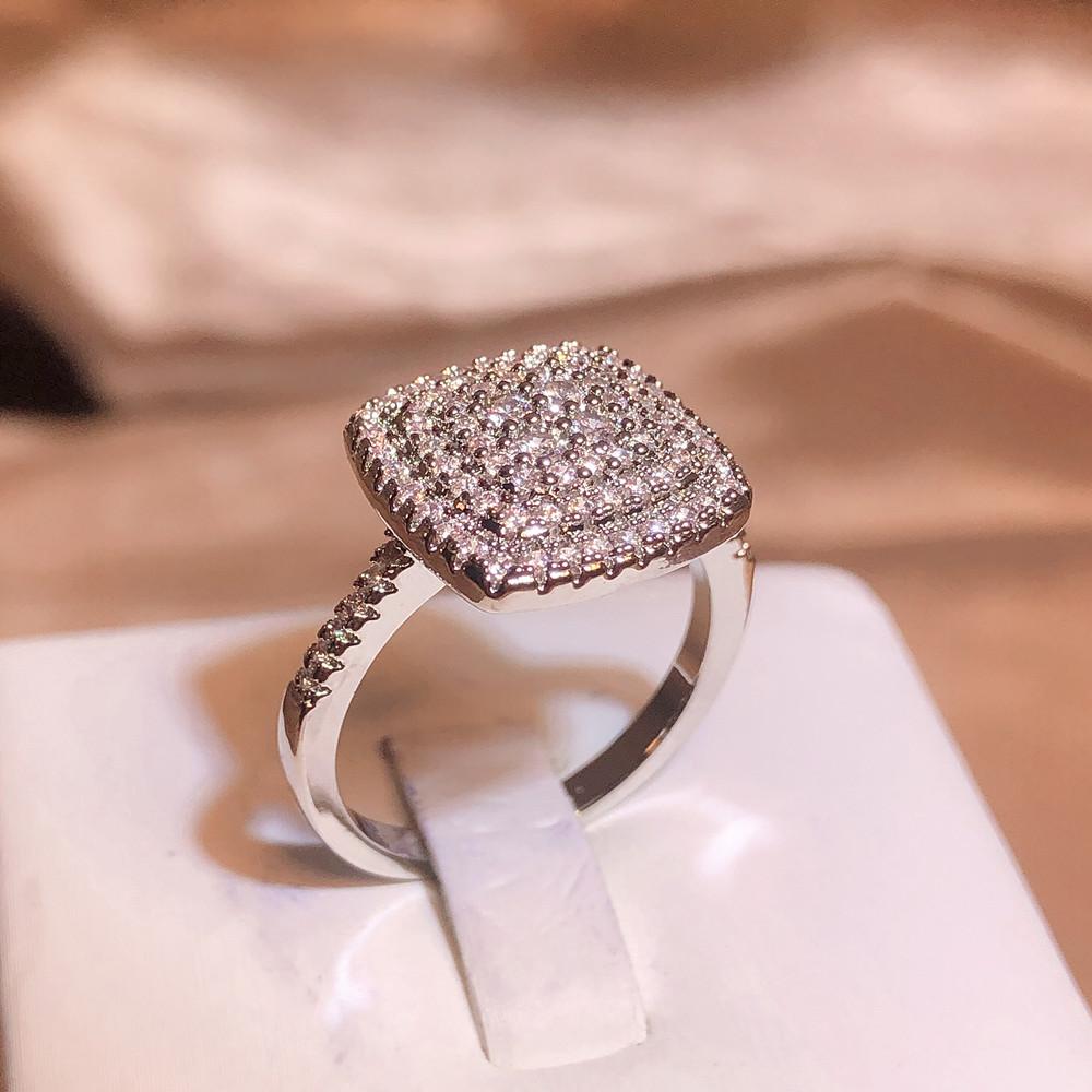 

Кольцо с белым цирконом Big Bling Sparkling Geometry, обручальное кольцо для невесты, украшения для юбилейной вечеринки, подарок ко Дню святого Валентина, женские украшения, подарок на Хэллоуин 9 белый