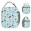Pingus Cute Lunch Bag Portable Insulated Lunch Box Women Travel Graphic Design Cooler Bag Waterproof Thermal Tote Handbags