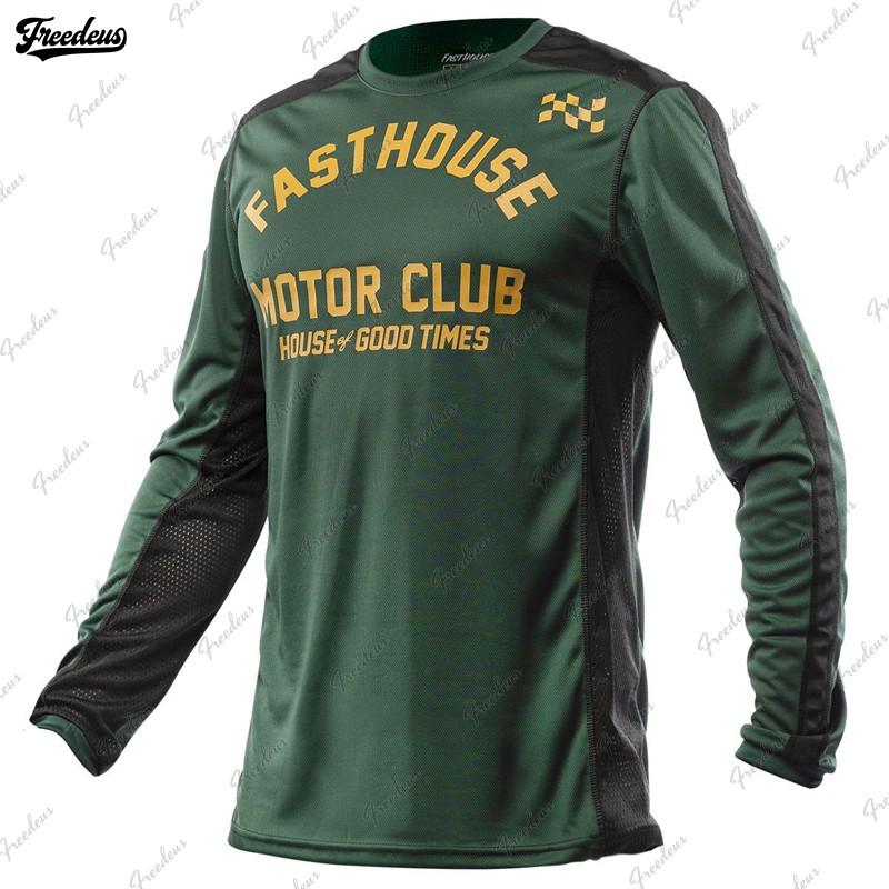 FASTHOUSE Camouflage Langarm Mountainbike Trikot Trail Riding Atmungsaktives Netz Radtrikot Herren