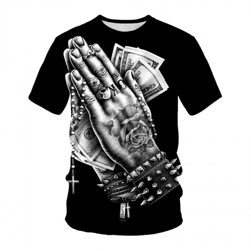 Round Neck 3D Character Pattern Print T-shirts Casual Short Sleeved Men's T-shirts - Soft Medium Stretch Polyester Fabric Summer Relaxed Fit Clothing