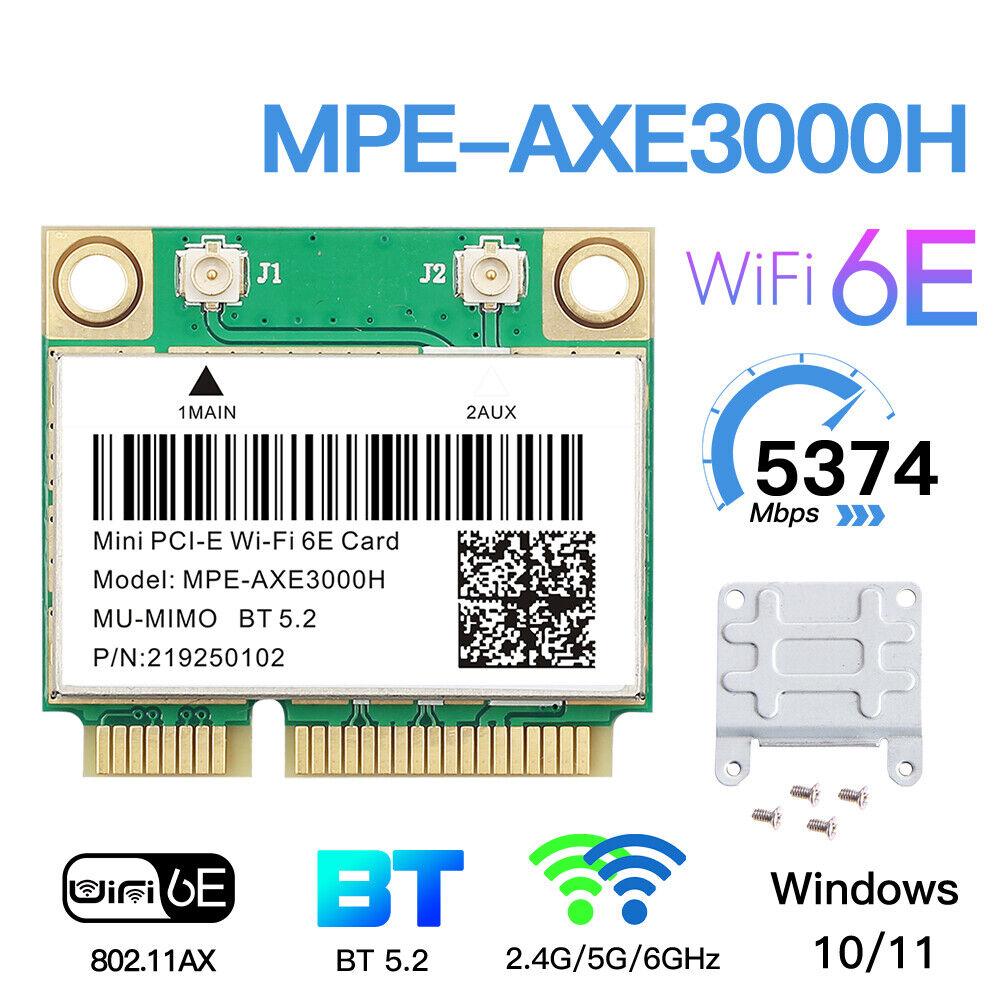 Mini PCI-E WiFi 6E Card MPE-AXE3000H - Tri-Band 802.11AX, BT5.2 Wireless Adapter for PC