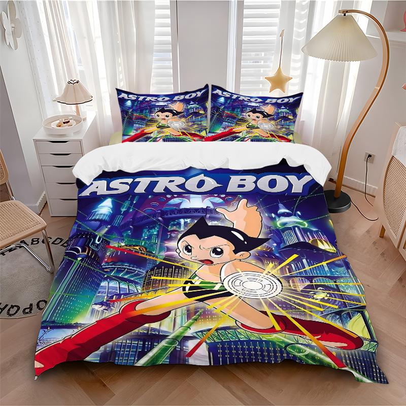 Astro Boy Print 3Pcs Bedding Set,Duvet Cover with 2 Bedro,Pillowcase Home Birthday Gift