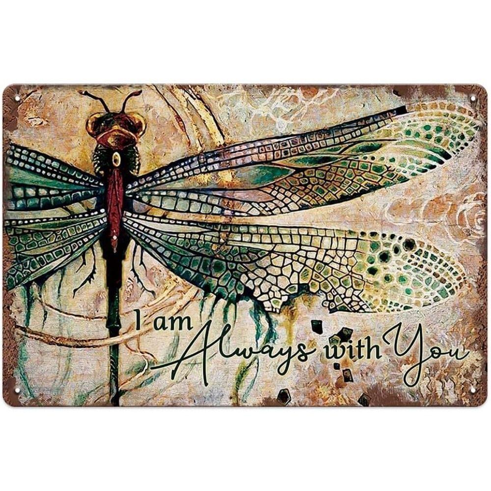 Artistic Dragonflies & Flowers Metal Tin Signs - Unique Wall Decor