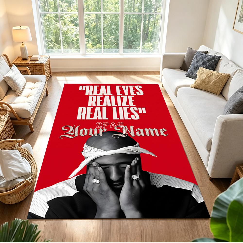 2pac Customize Text Carpet Design for Playrooms Living Rooms Balcony Hallway Anti-slip Rug Office Home Decor Best for Christmas