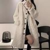 Lamb wool imitation fur jacket women's clothing long coat over the knee design imitation rabbit velvet thickened loose stand-up collar hair