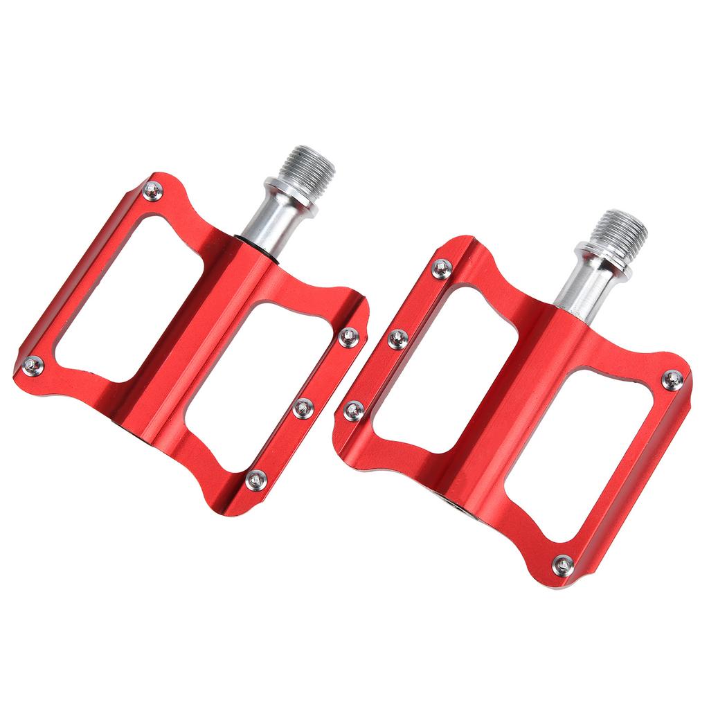 Road Bike   Flat Pedal Aluminum Alloy Non-Slip   Pedal Bike Accessory(Red )