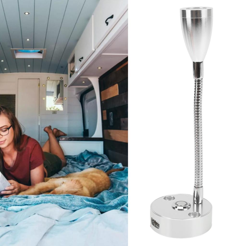 RV Rding Light Flexible Neck 3 Color Light 1224V 3W USB Rechargable   for Yachts Boats