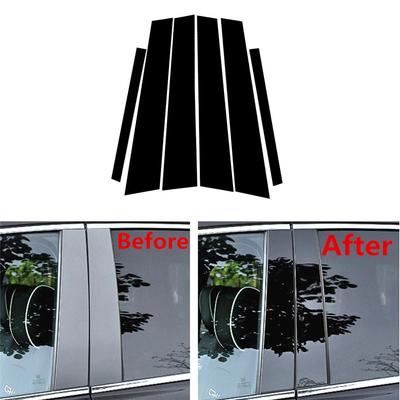 6 unidades de piano preto pilar postes capa adesivos guarnição para BMW série 3 E90 2005-2012