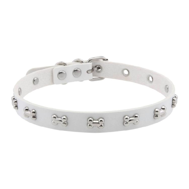 

Unisex Rivet Leather Chokers Necklace Versatile Length Design Rocker Metal Leather Chokers For Casual Grunge Outfits білий