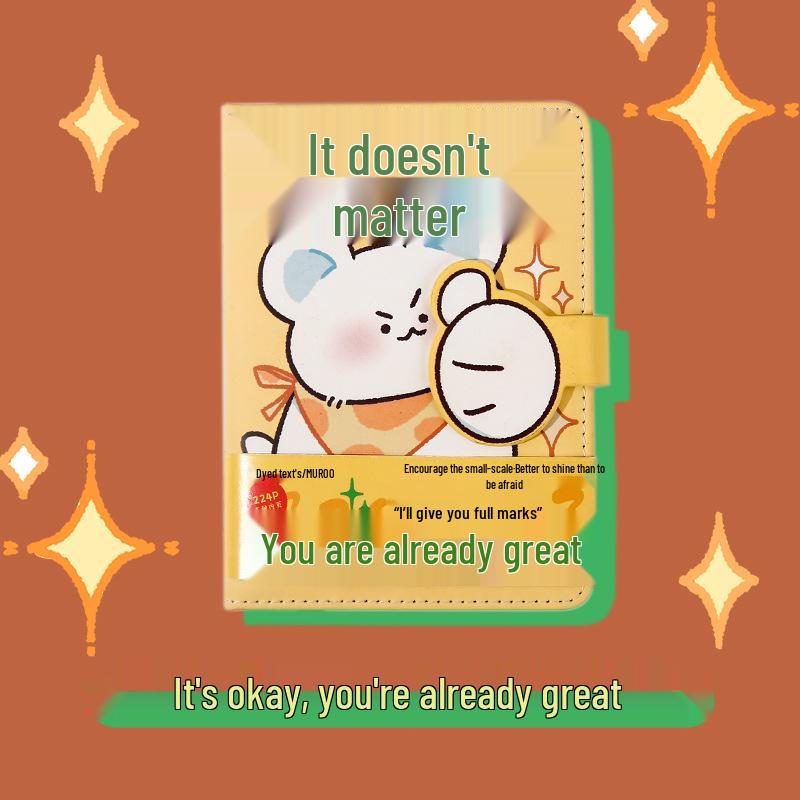 Mu Ran Cute Cartoon Magnetic Buckle Notebook - Portable Mini Diary, Encouragement Notepad, Bullet Journal