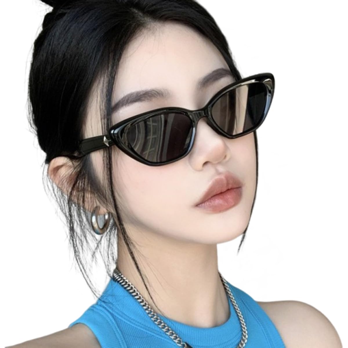 

[88flix] Korean Women s Sunglasses, Cat Eye, Small Face, UV Protection, Fashionable Glasses for Travel
