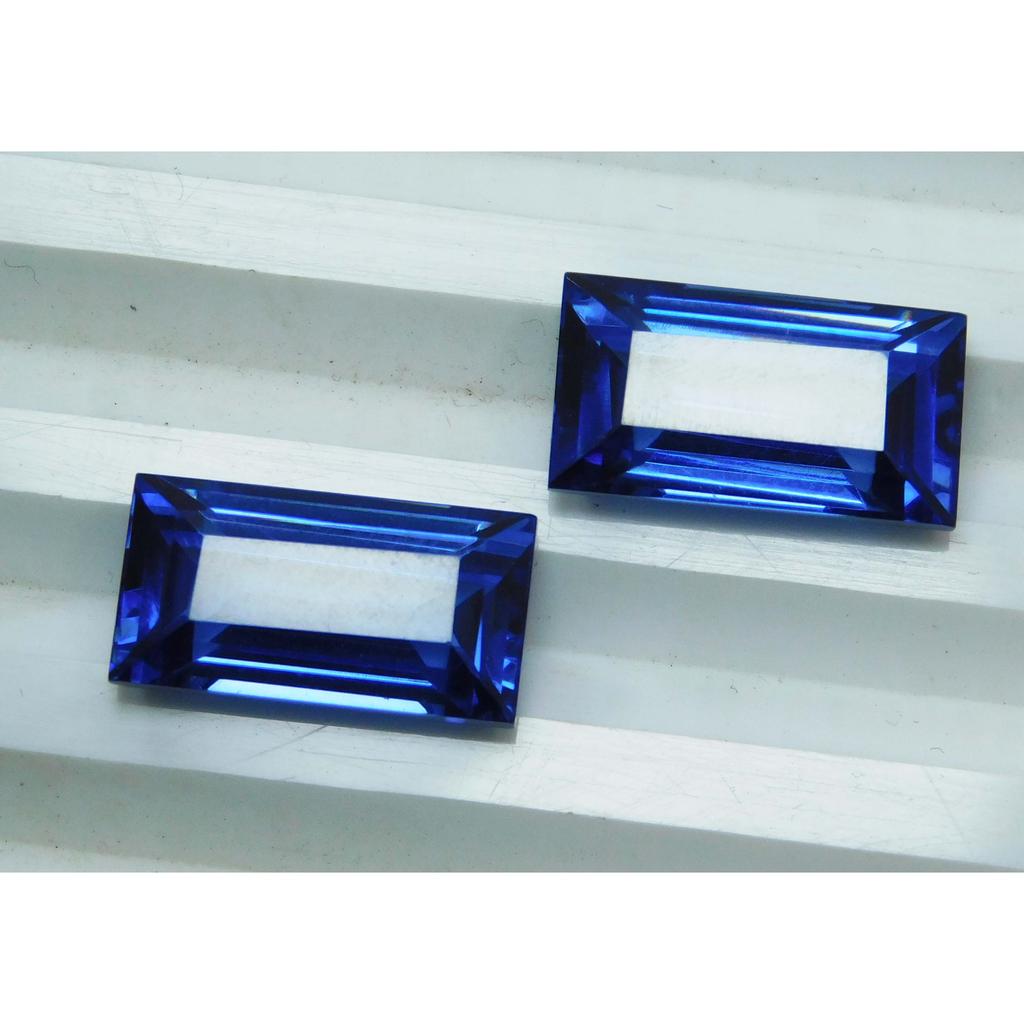 Emerald Shape 18 Carat NATURAL Blue Sapphire CERTIFIED Loose Gemstone Pair A-1652