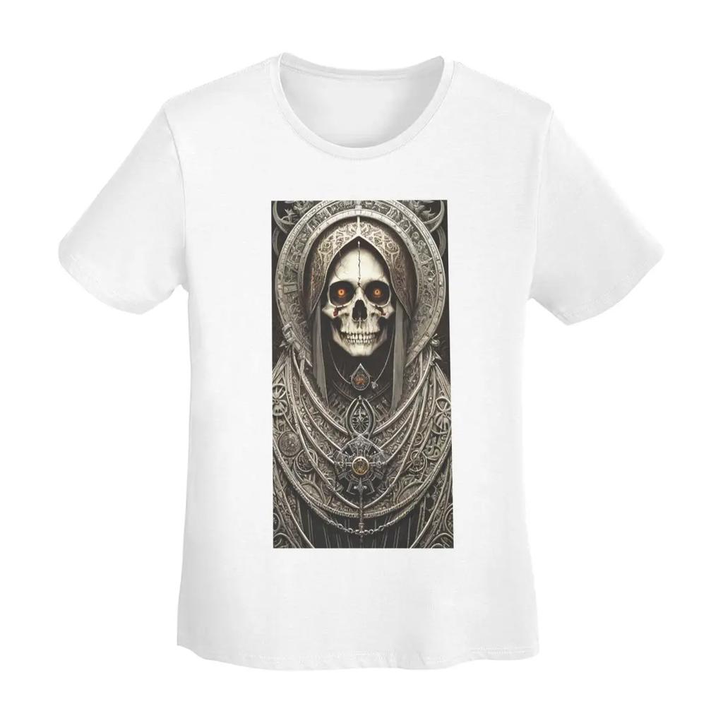 Santa Muerte Heilige Tod Goth Mexikanischer Muertos Totenkopf T-Shirt Damen Kurzarm T-Shirts Rundhals Kleidung T-Shirts Streetwear