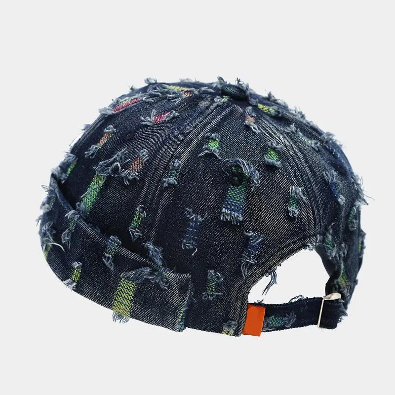 

Spring and Summer Cotton Print Docker Cap Brimless Hat Skullies Beanie Hats Landlord Sailor Cap Men and Women 37 56-60cm wear темно-синього кольору