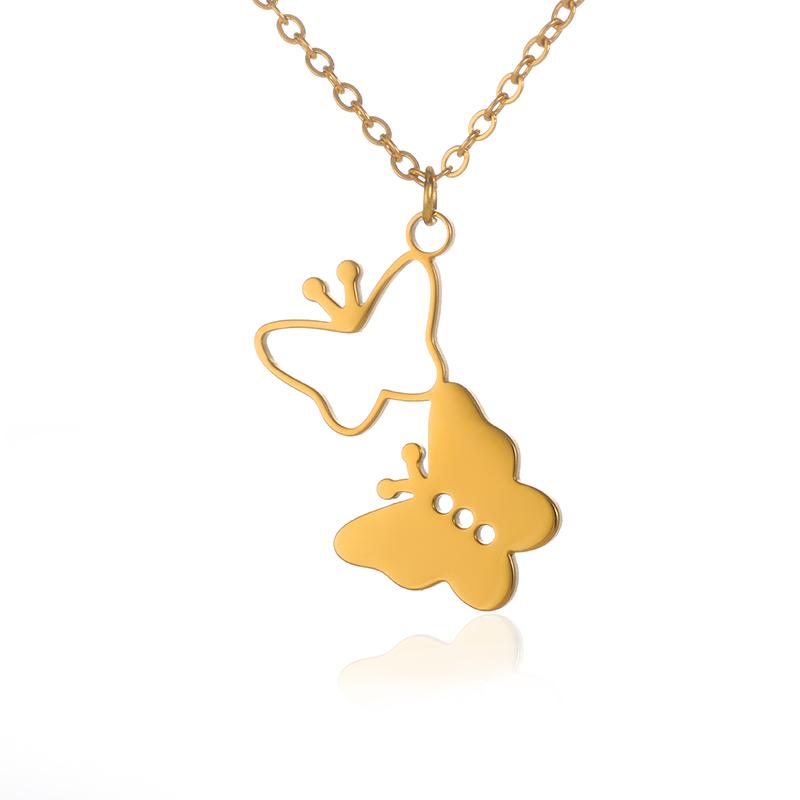 Stainless Steel Bowknot Lucky Necklace For Women Gold Color Korean Necklaces Female Aesthetic Choker Jewelry Daily Accessories