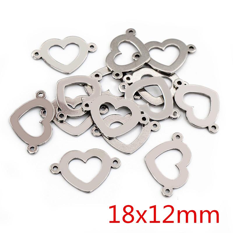 20pcs No Fade 316 Stainless Steel Double Loops Star Heart Cute Charms Pendant DIY Jewelry Findings for Necklace Bracelet