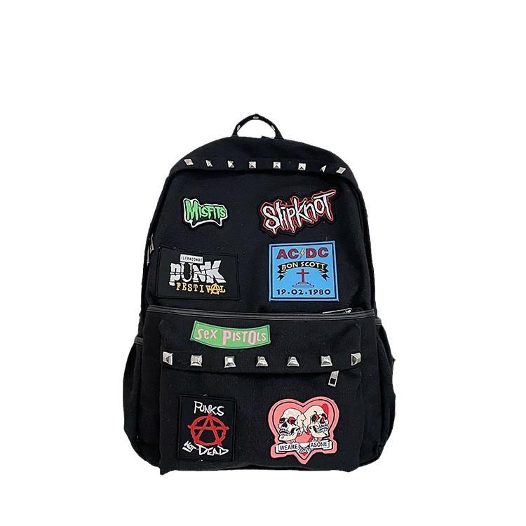 Schoolbag schoolbag punk rock subculture embroidery rivets student large capacity schoolbag y1k hottie personality backpack tide