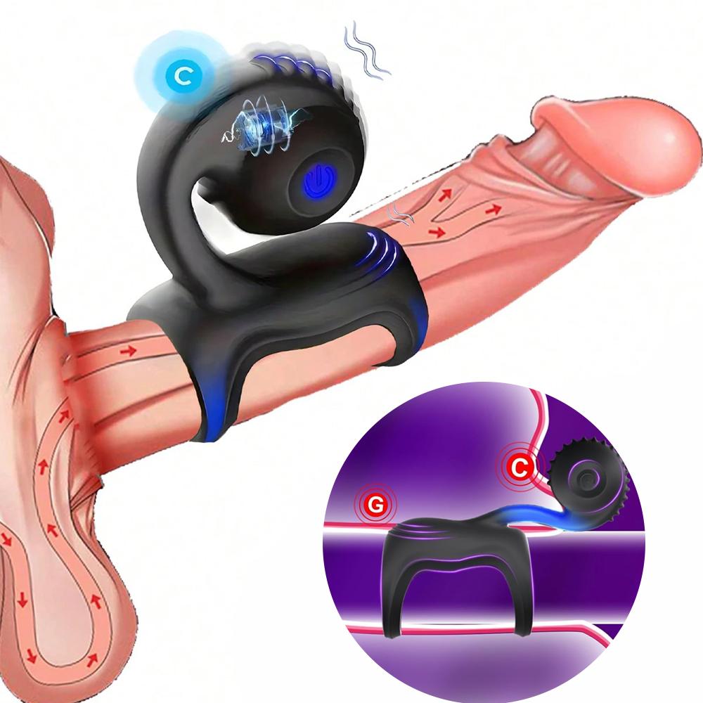 Männlicher Schneckenverschluss Sperma-Ring, Verzögerungsring, Anal-Kitoris-Stimulator, 10 Vibrationsmodi, Wasserdichtes Silikon-Sexspielzeug für erwachsene Paare