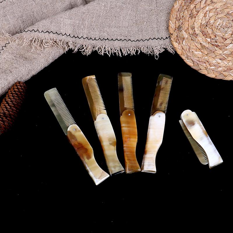 Yak Horn Comb Składany klips kieszonkowy Narzędzia fryzjerskie do stylizacji wąsów i brody