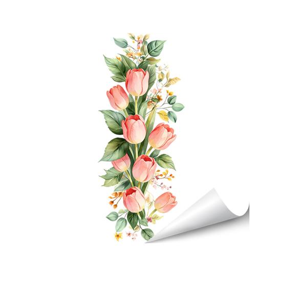 Spring Summer Flowers Window Clings Double Sided Tulip/Rose/Wildflowers in Vase Decals Anti-Collision Glass Door Stickers