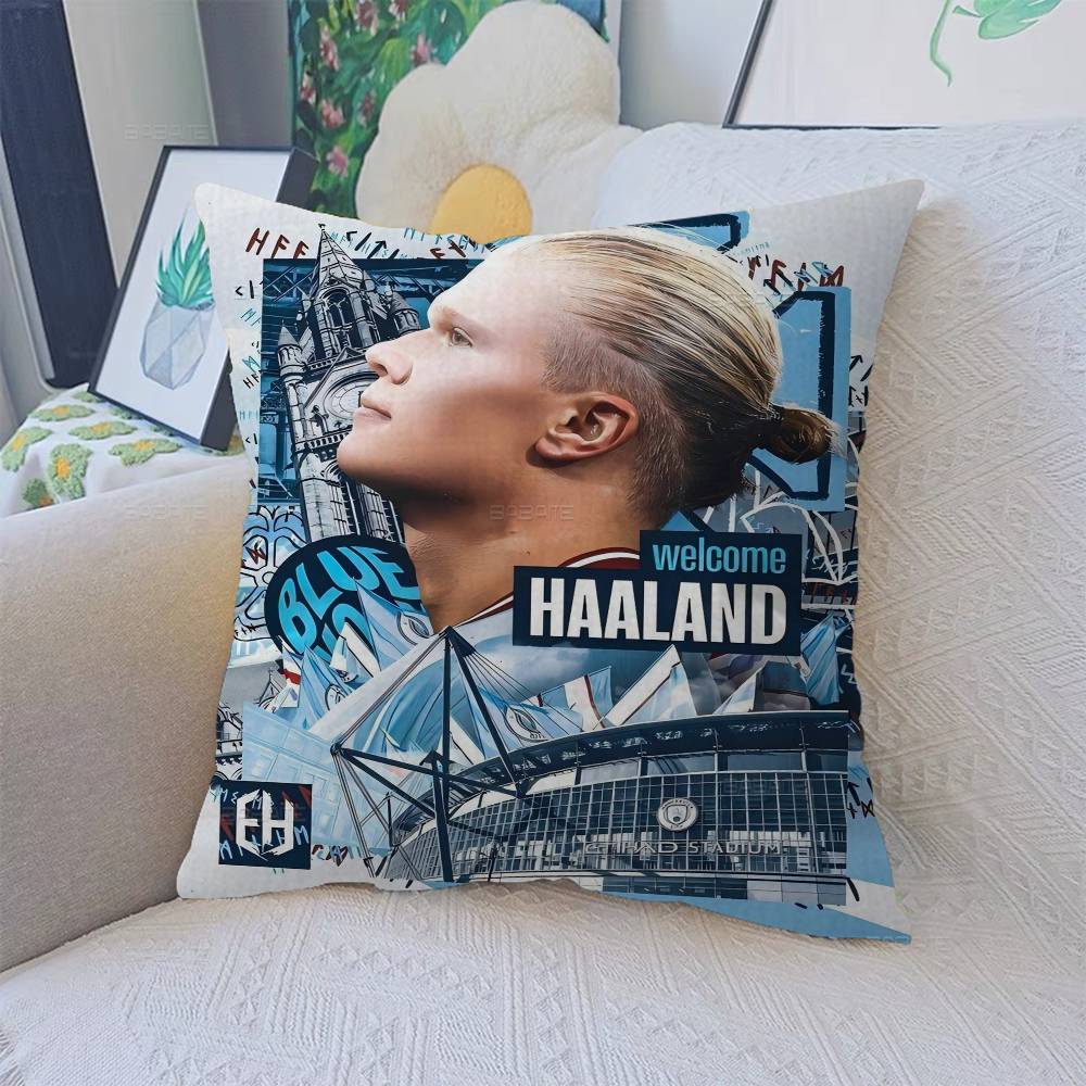 E-Erling B-Braut FootballStar H-Haaland Poduszka Poduszka Anime Pokrowiec na Poduszkę do Kanapy Łóżka Zagłówek Pokrowiec na Poduszkę 45x45 cm Moda