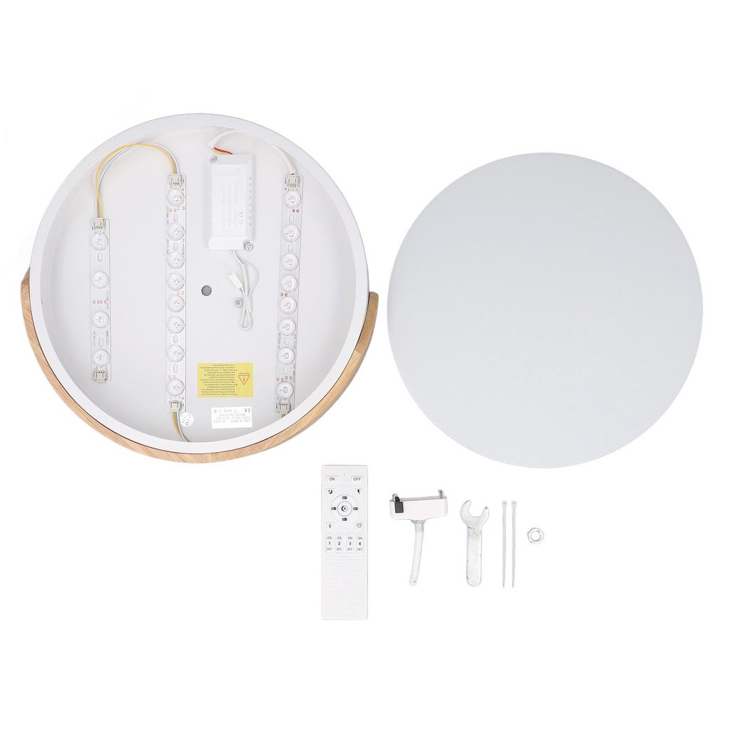 LED Flush Mount Ceiling Light 2000LM 3000K 4000K 6000K Dimmable Round Wood LED Ceiling Light with Remote 110 265V