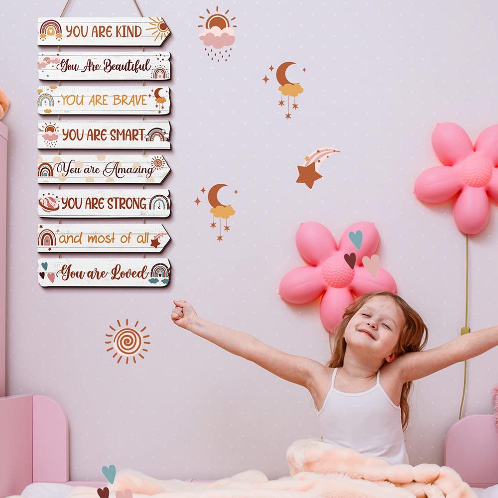 Teen Girl's Motivational Wooden Hanging Sign - Princess, Butterfly, Rainbow Design