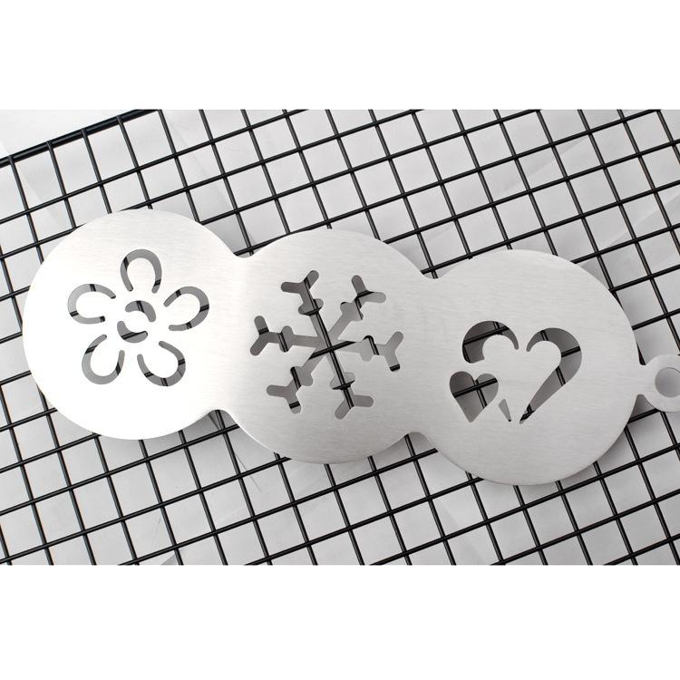 Three-in-one Stainless Steel Coffee Drawing Die Coffee Gadget Cake Dusting Mold  Coffee Decoration