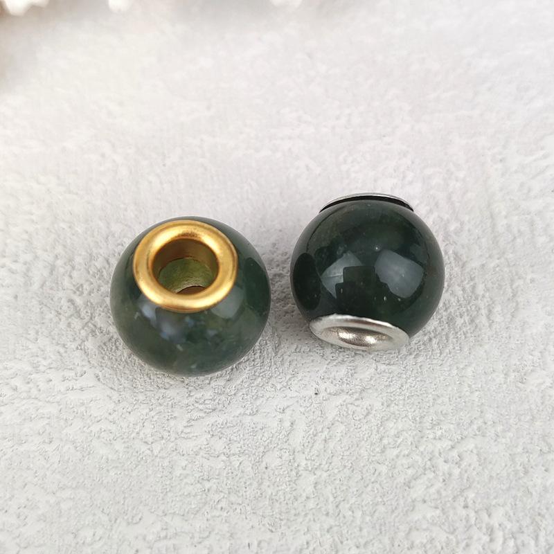 Green Aventurine Large Hole Crystal Beads for DIY Jewelry and Eye Pin Pendant Creations