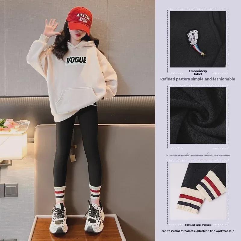 Girls' Gray Winter Leggings: Warm, Plus-Velvet, Thickened Tights for Autumn/Winter