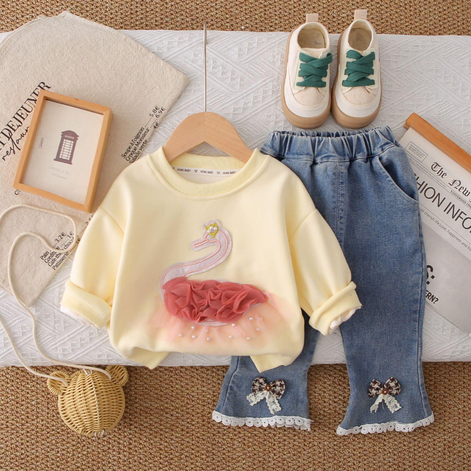 

Детский повседневный комплект с длинным рукавом, удобные наряды для повседневной носки 80 жёлтый