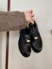 Su Yinyin's same style~ 2025 new horse skin retro polishing small gold coin thick heel loafers women's polishing process