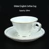 Nordic Style Bone China Coffee Set - Gold Trimmed Butterfly Design Cups (White).