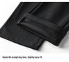 Men's Elastic Milk Silk Fleece-lined Business Casual Pants for Autumn/Winter